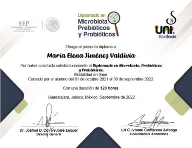 Diploma SEP Diplomado En Microbiota Academia Uni